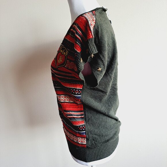 NEW VDP Italian Women's Knit Red Green Vest Sweater Size 38 / US 2-4 - Picture 6 of 16